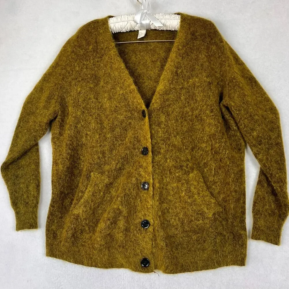 H&M Space-Dyed Mohair-Wool Blend Cardigan Sweater Women's Size M